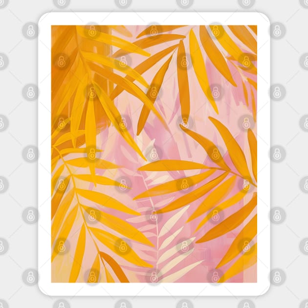 Boho Palm Leaves Tropical pink Sticker by Trippycollage